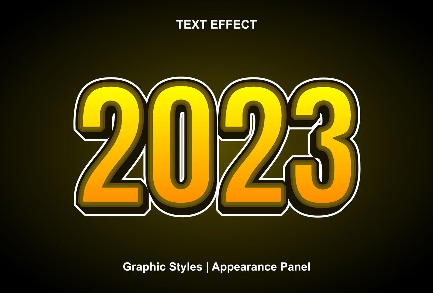 2023 text effect with graphic style and editable. vector