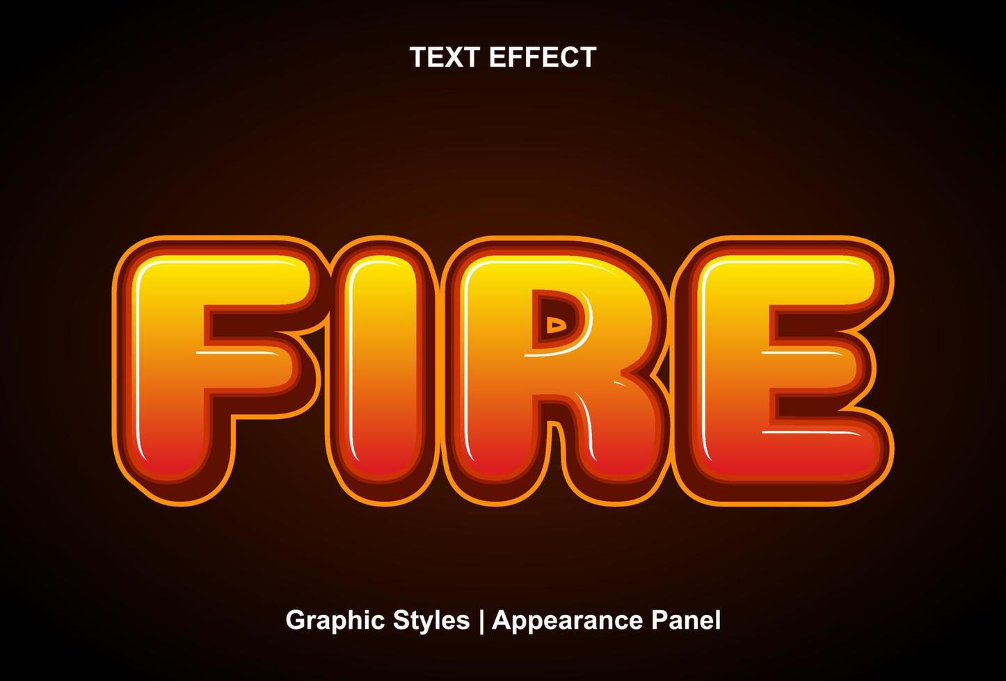 efecto de texto de fuego con estilo gráfico y editable. vector