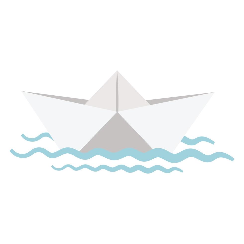 Paper boat  in water icon vector