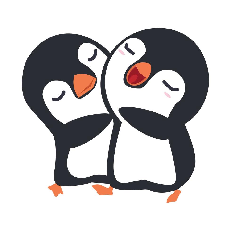 lindo, feliz, pingüinos, pareja, abrazo, caricatura vector