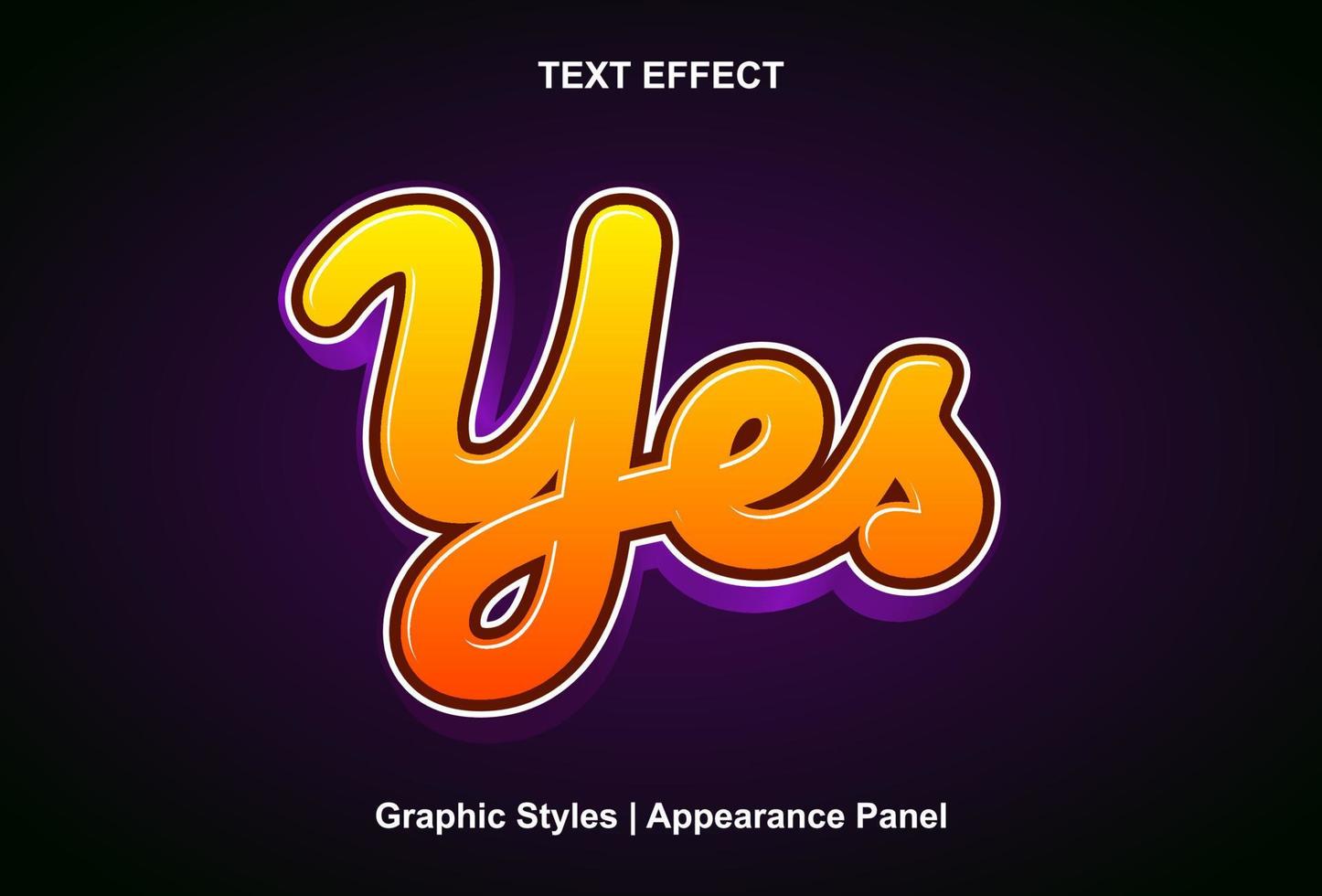 yes text effect with graphic style and editable vector