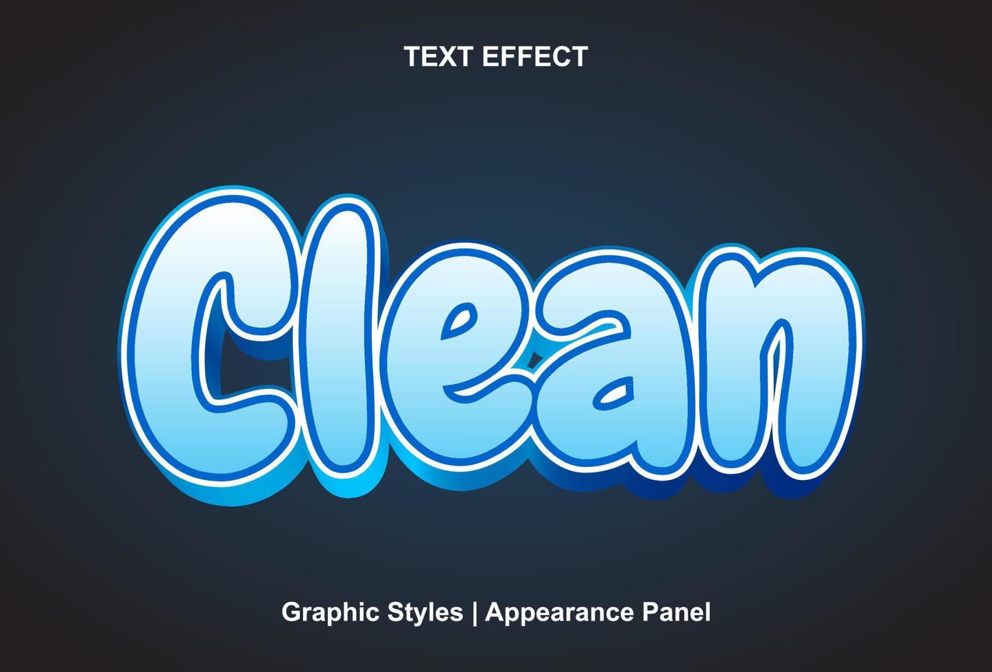 efecto de texto limpio con estilo gráfico y editable vector