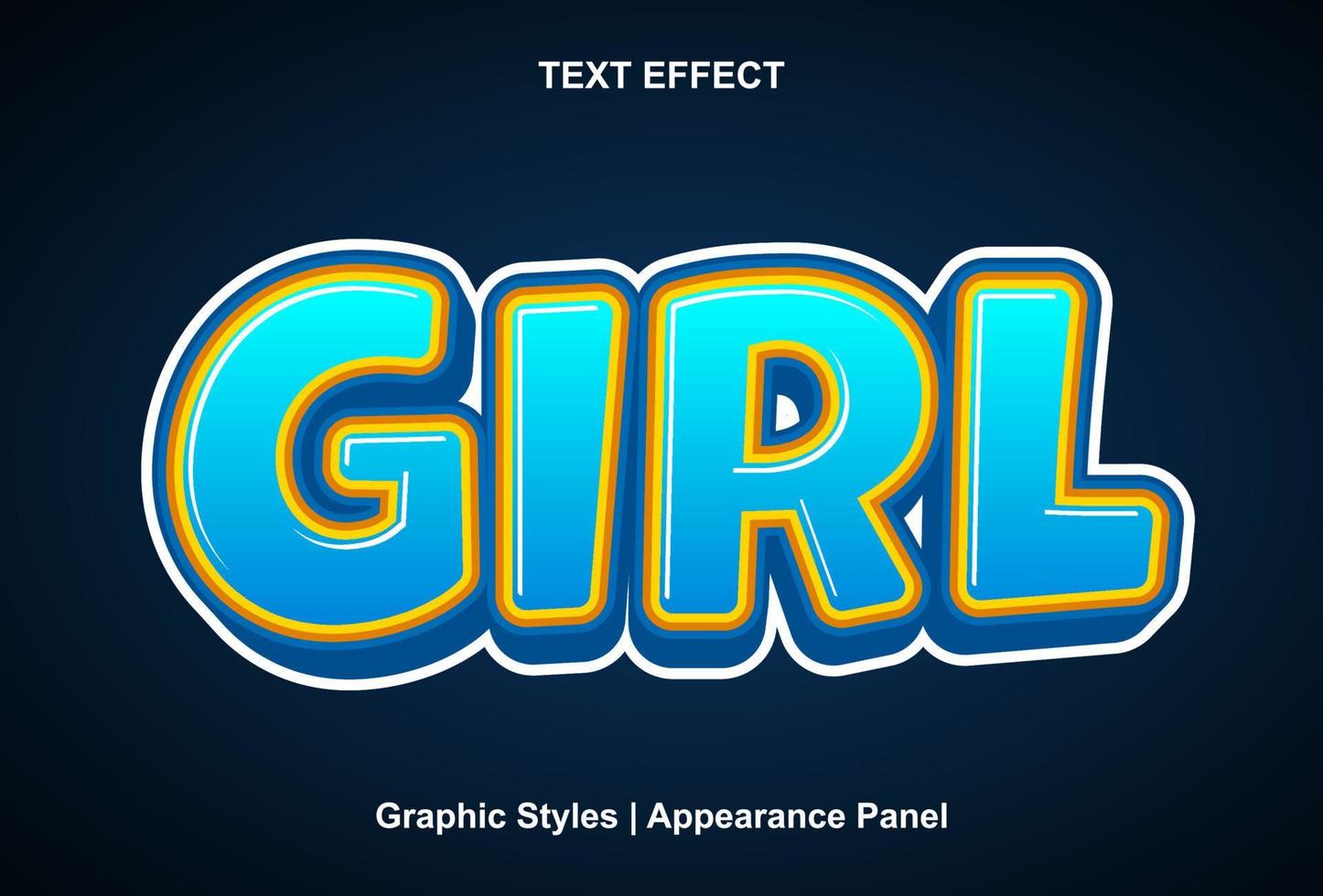 girl text effect with graphic style and editable vector