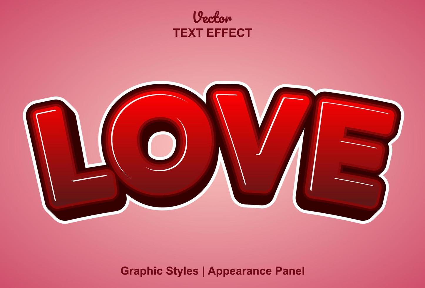 efecto de texto de amor con estilo gráfico y editable. vector