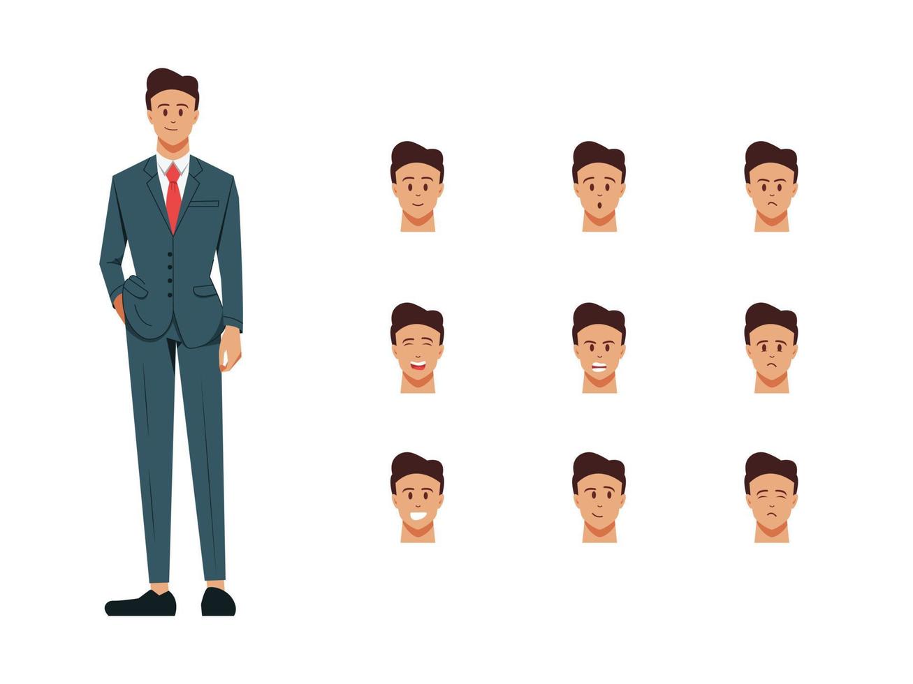 Businessman character set of face emotions vector