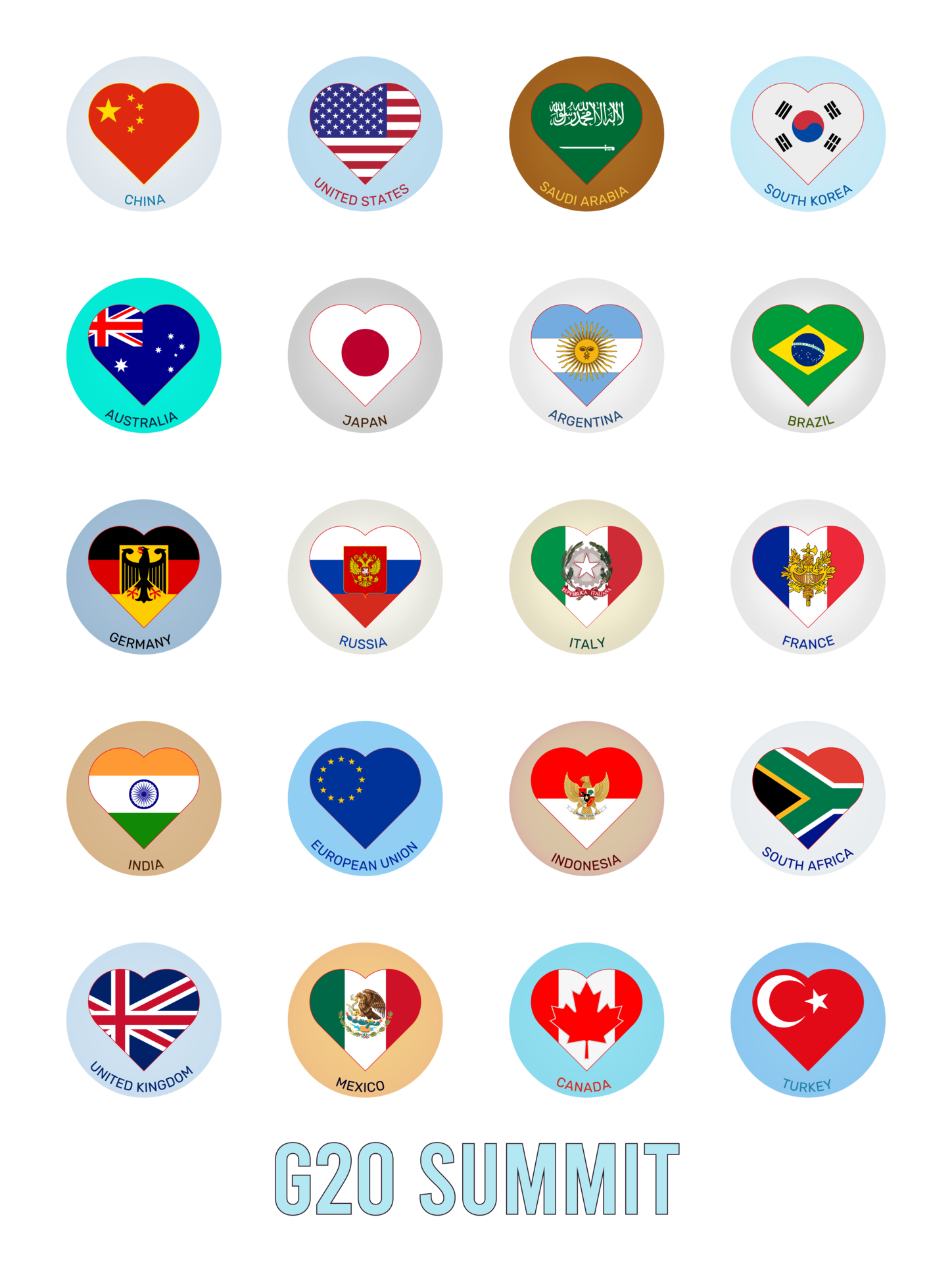 Abbildung Der Flaggen Der G 20 Staaten In Form Eines Logos Mit Herzen abbildung-der-flaggen-der-g-20-staaten-in-form-eines-logos-mit-herzen