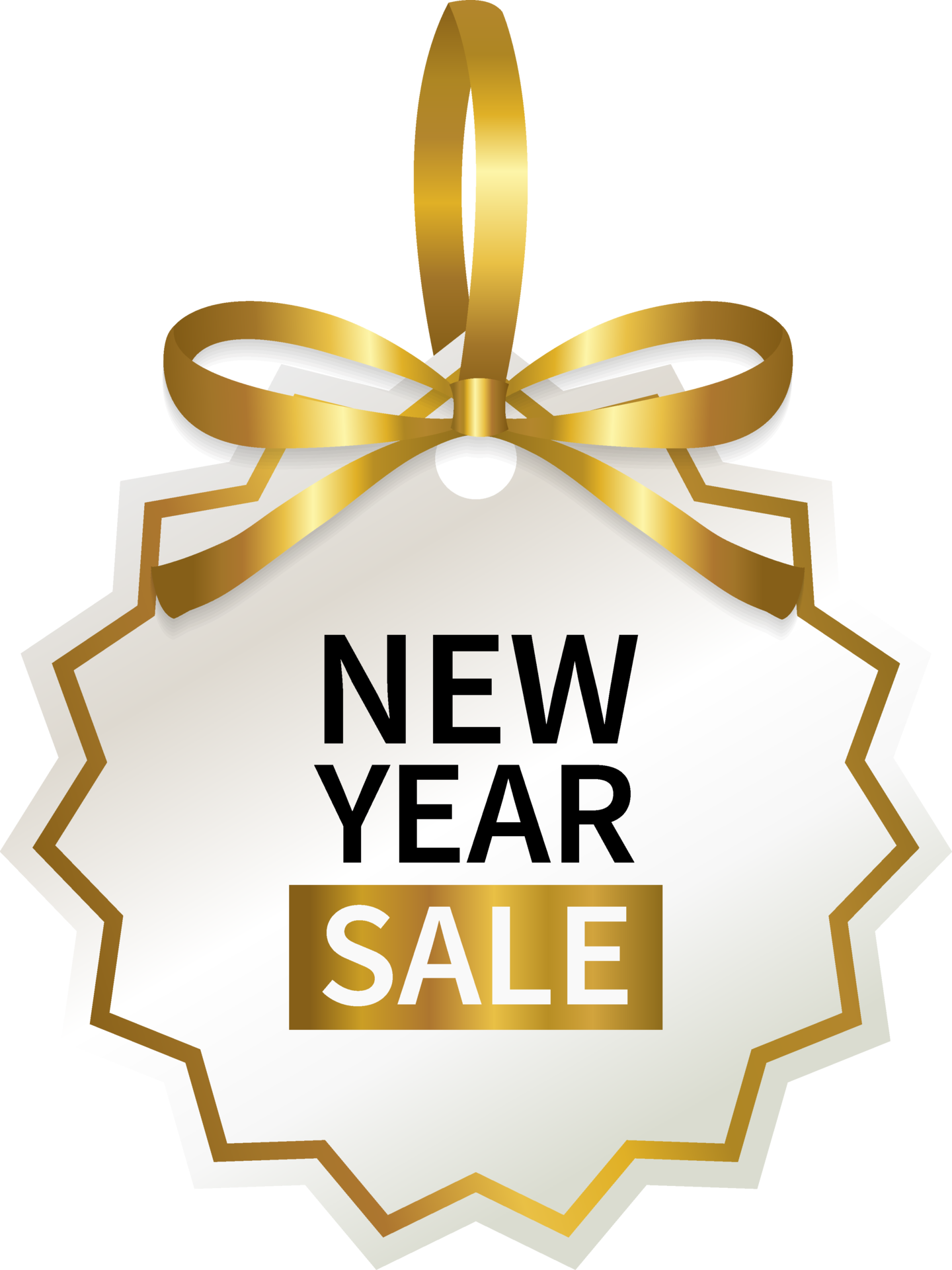 isolate new year sale geometric price tag with gold ribbon 13928941 PNG