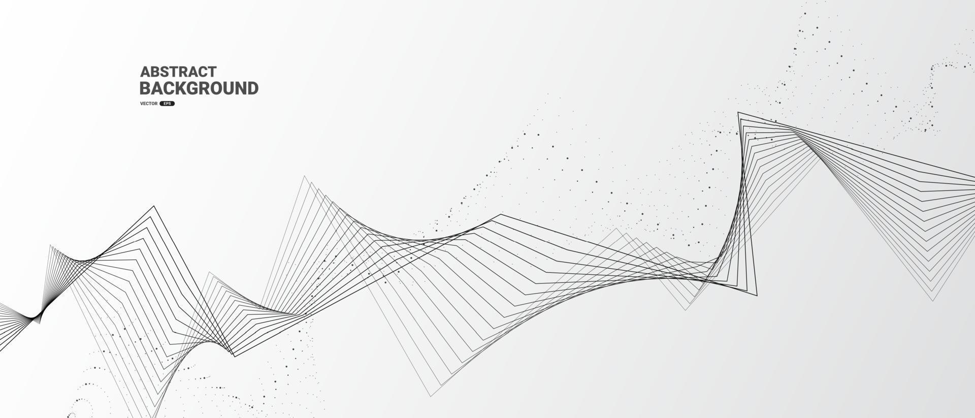 Grey white abstract background with flowing particles. vector