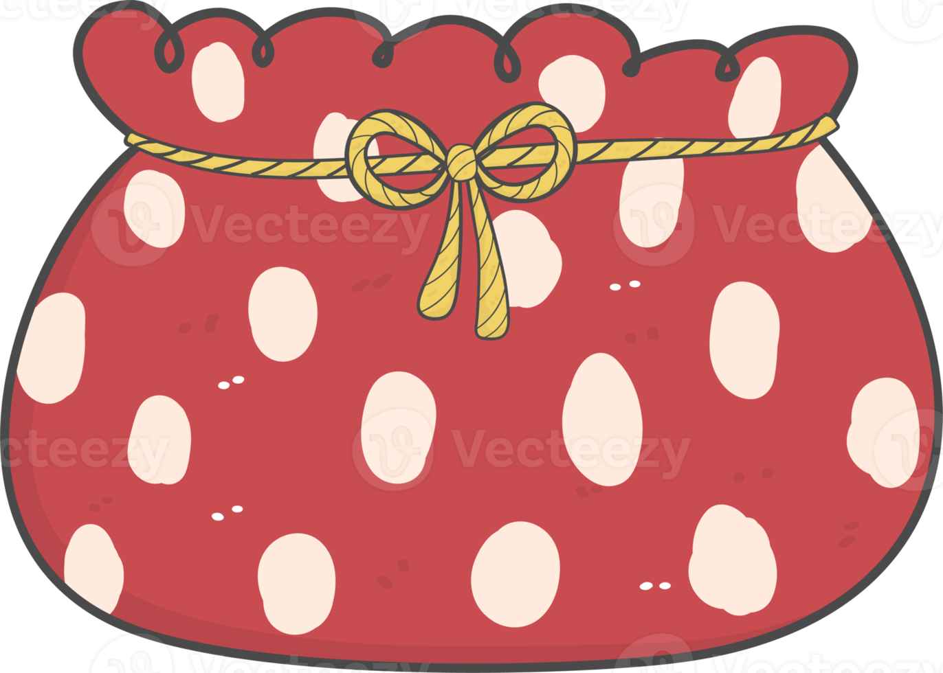 cute Santa gift bag sack cartoon doodle hand drawing png