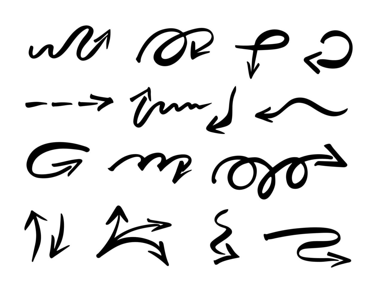 Vector set of hand drawn arrows, elements for presentation