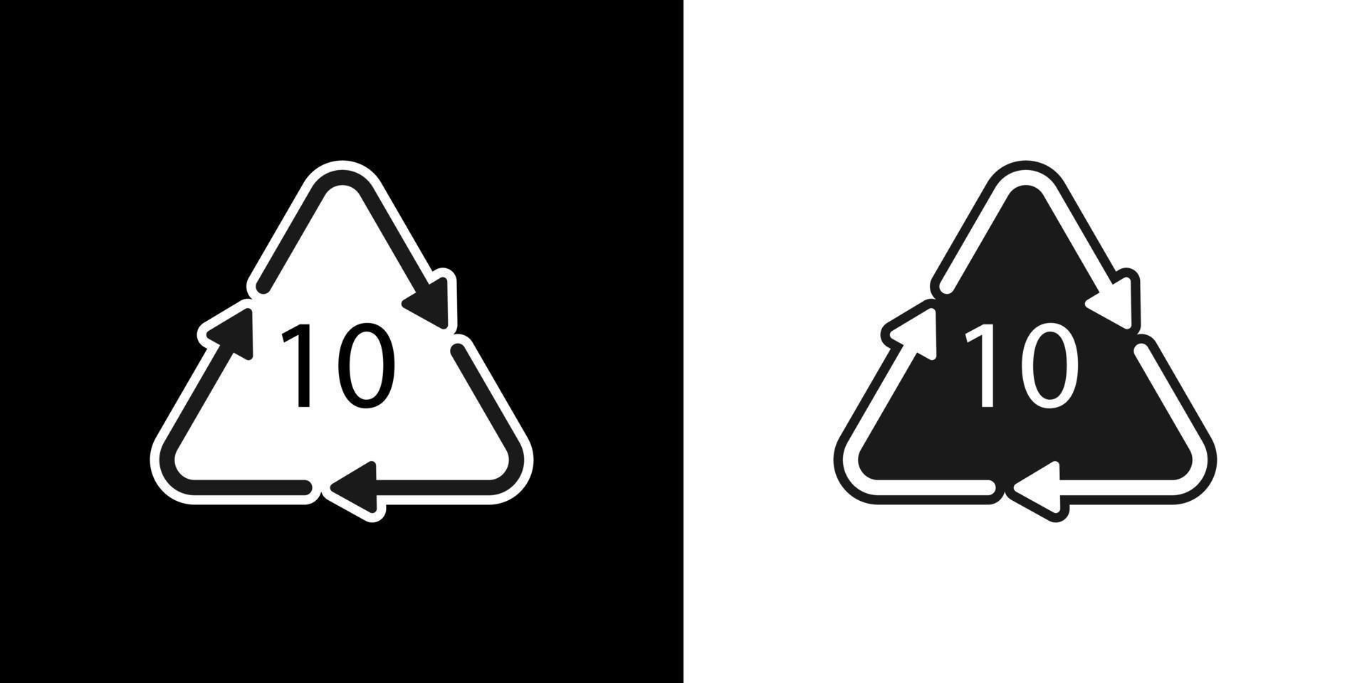 Battery recycling code 10 NiCD . Vector illustration