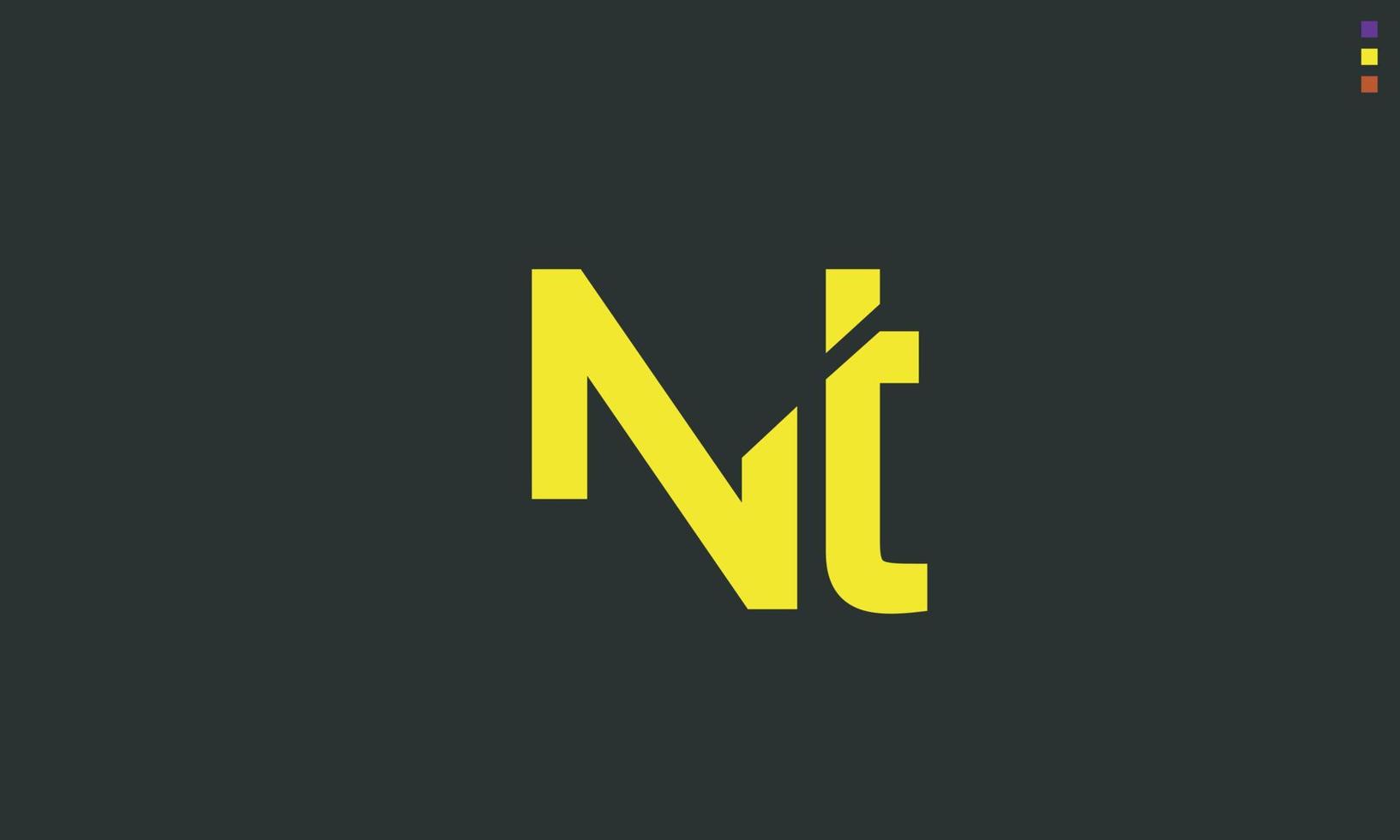 alfabeto letras iniciales monograma logo nt, tn, n y t vector