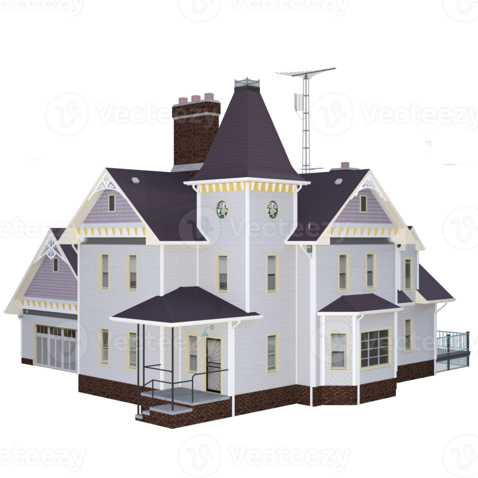 Beautiful house building 3d rendering png