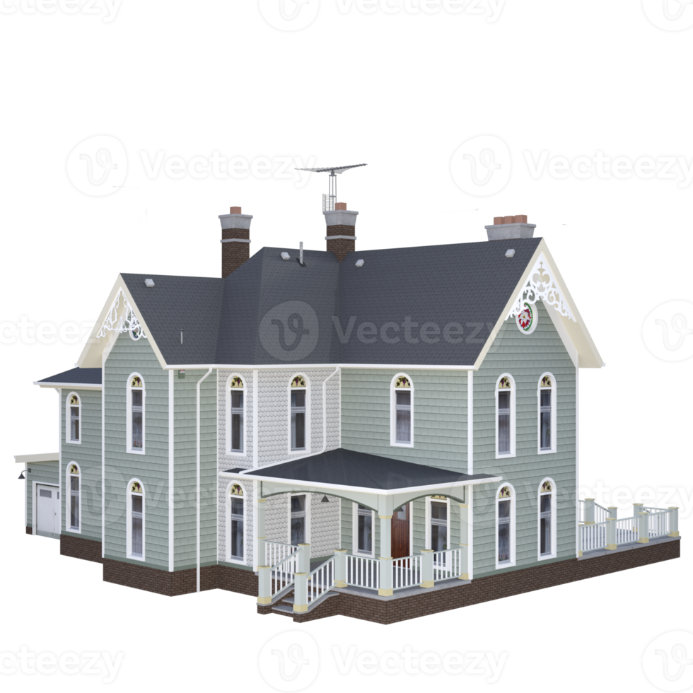 Beautiful house building 3d rendering png