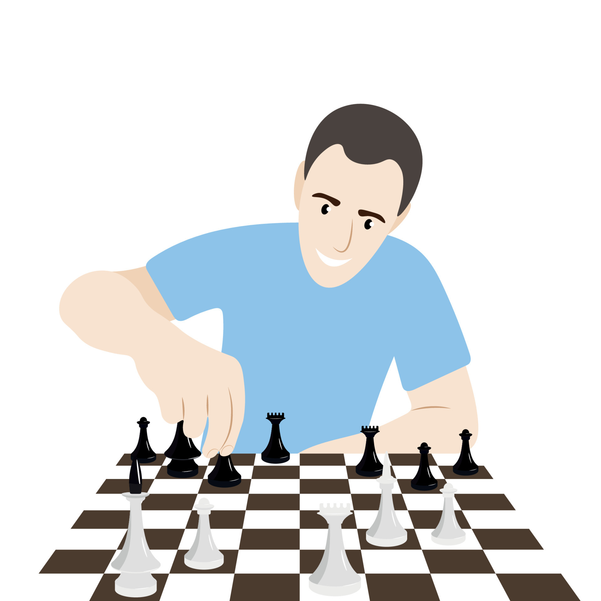 Angry king standing on a large chessboard and considering his next move in  a chess game, vector cartoon illustration on a white background Stock  Vector