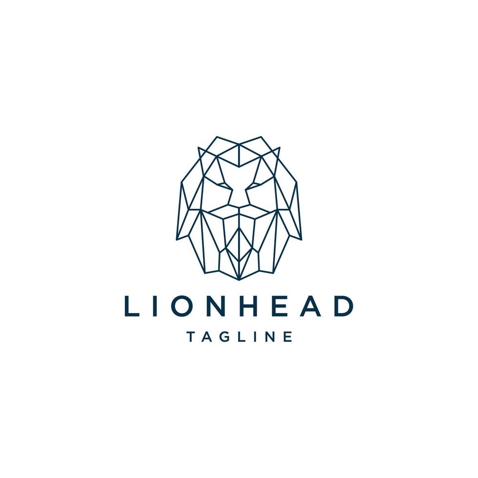 Lion head geometric polygonal logo vector icon design template