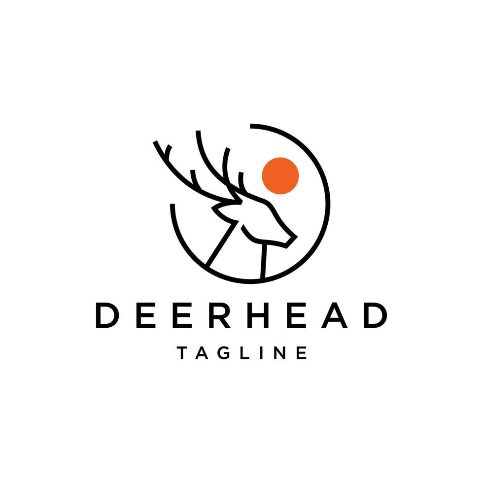 Deer head line art logo vector icon design template
