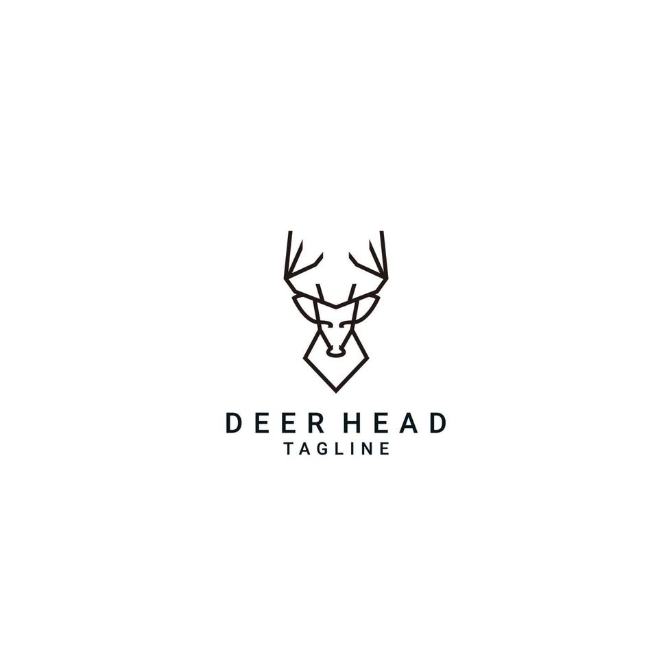 Deer head line art logo vector icon design template