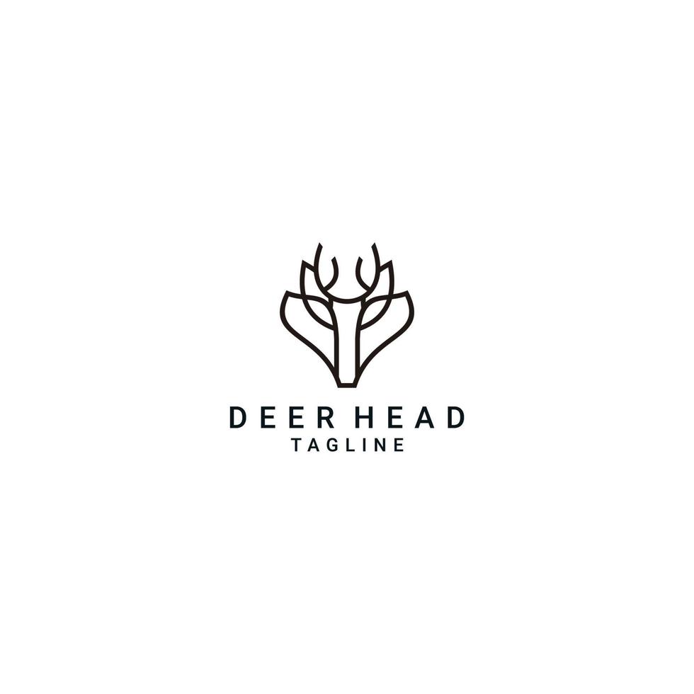 Deer head line art logo vector icon design template