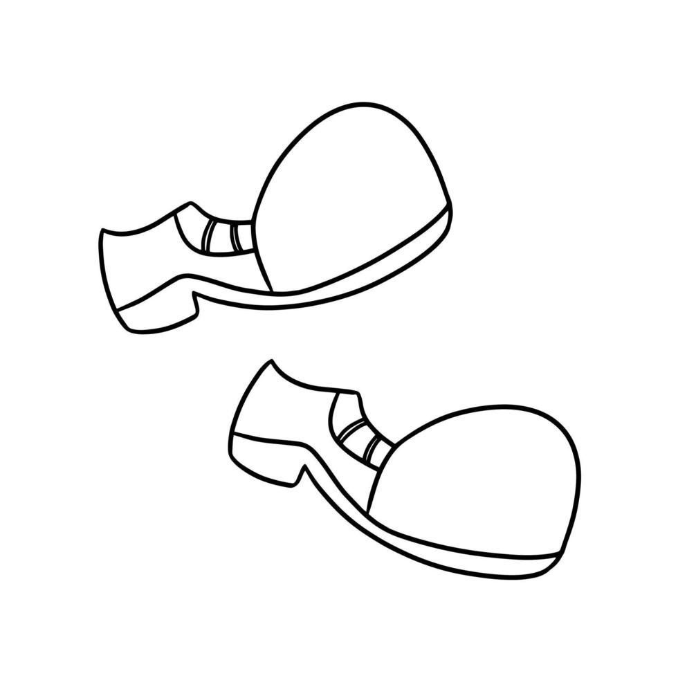 Monochrome image, big clown shoes, vector illustration in cartoon style on a white background