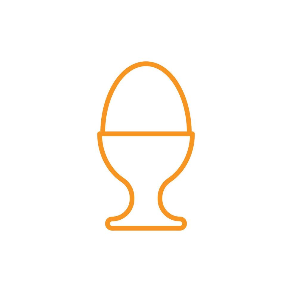 eps10 orange vector Egg cup server holder with hard boiled egg icon isolated on white background. egg stand symbol in a simple flat trendy modern style for your website design, logo, and mobile app