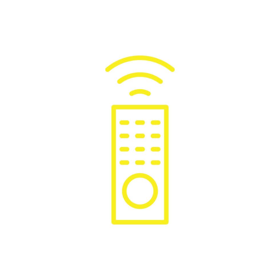 eps10 icono de arte de línea de tv de control remoto de vector amarillo aislado sobre fondo blanco. símbolo de esquema remoto de televisión en un estilo moderno y plano simple para el diseño de su sitio web, logotipo y aplicación móvil