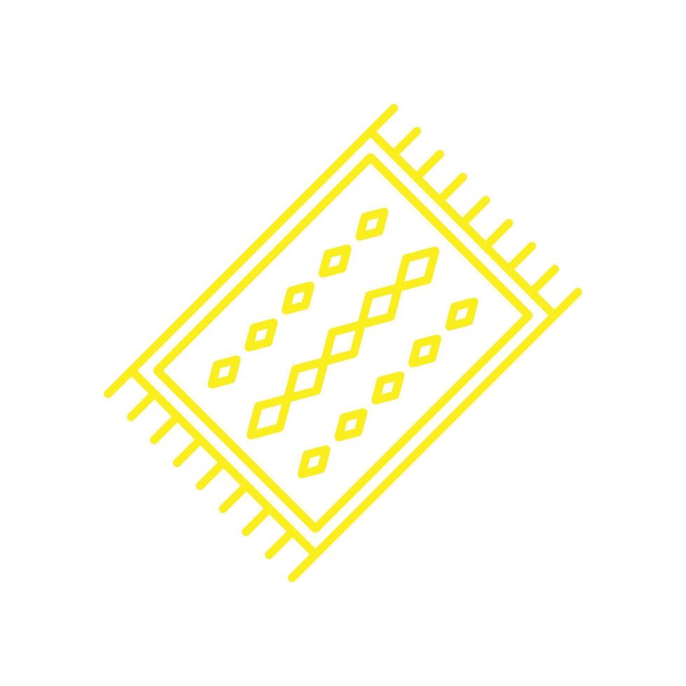 eps10 vector amarillo perú alfombra línea abstracta icono de arte aislado sobre fondo blanco. símbolo de contorno de alfombra de oración en un estilo moderno y sencillo para el diseño de su sitio web, logotipo y aplicación móvil