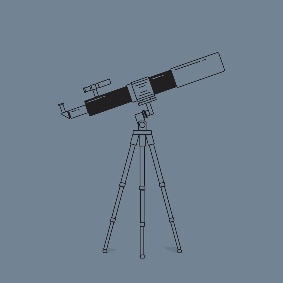 ilustración vectorial del telescopio en el diseño de arte en línea para la plantilla de diseño vector