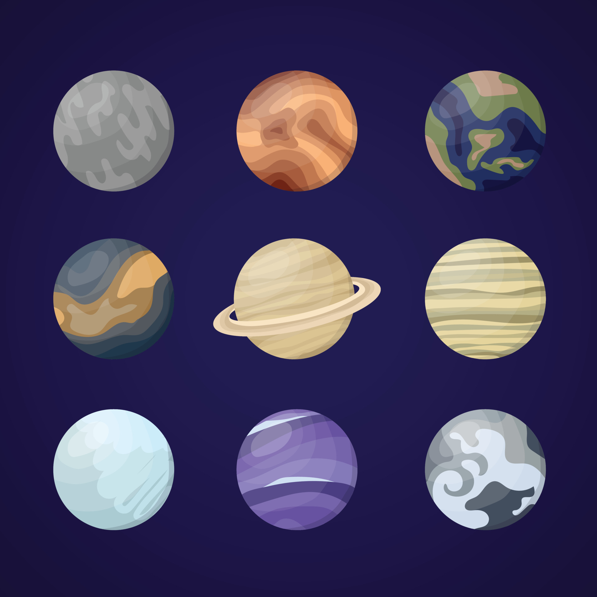 diseño de dibujos animados del planeta en el sistema solar con nueve  planetas para el diseño de plantillas 13929853 Vector en Vecteezy
