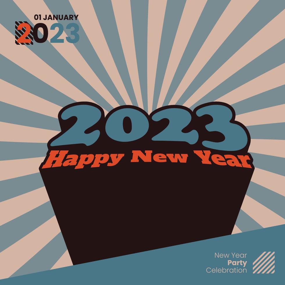 3d typography design of Happy new year of 2023 in retro or vintage design vector