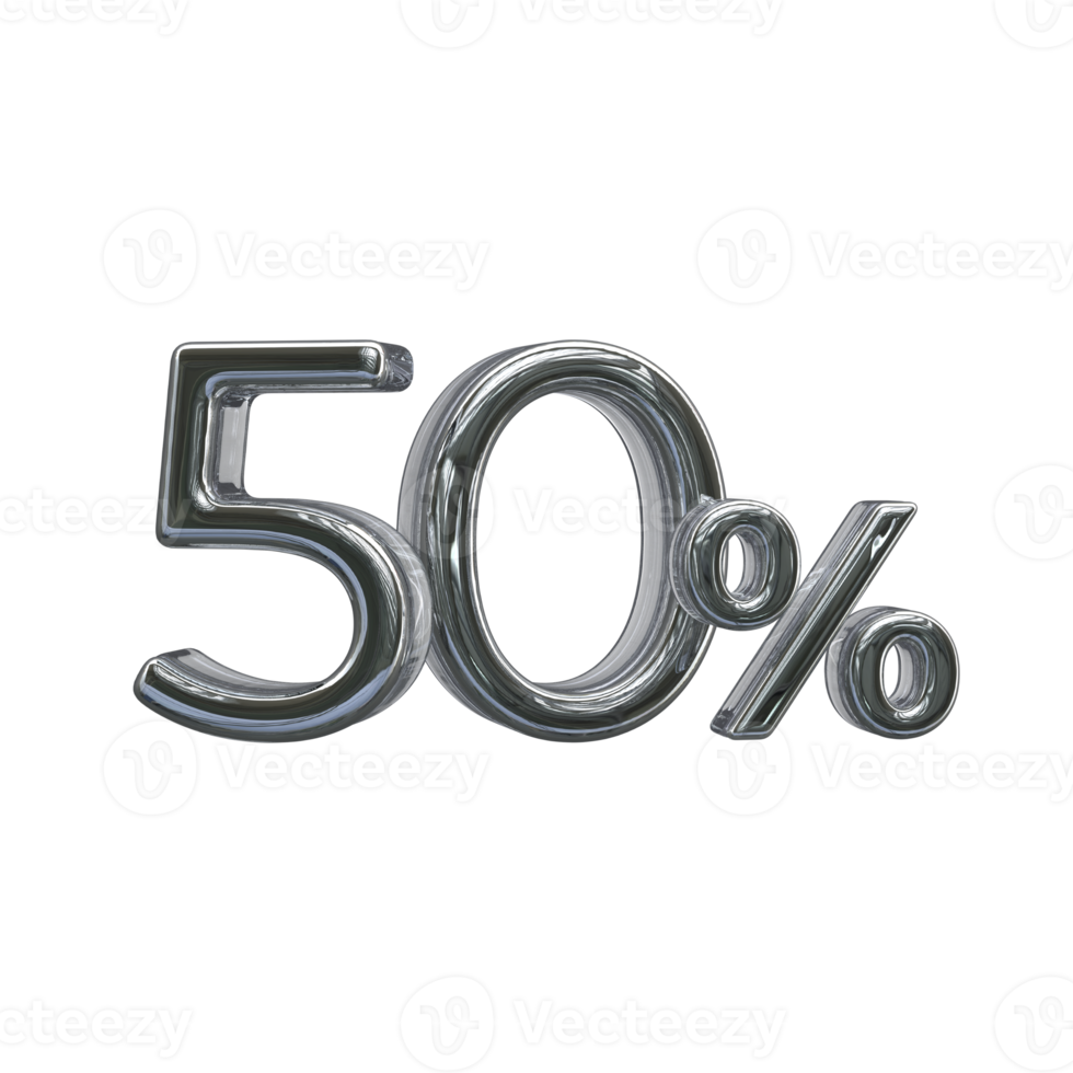 50 percent 3D number with silver color 13929891 PNG