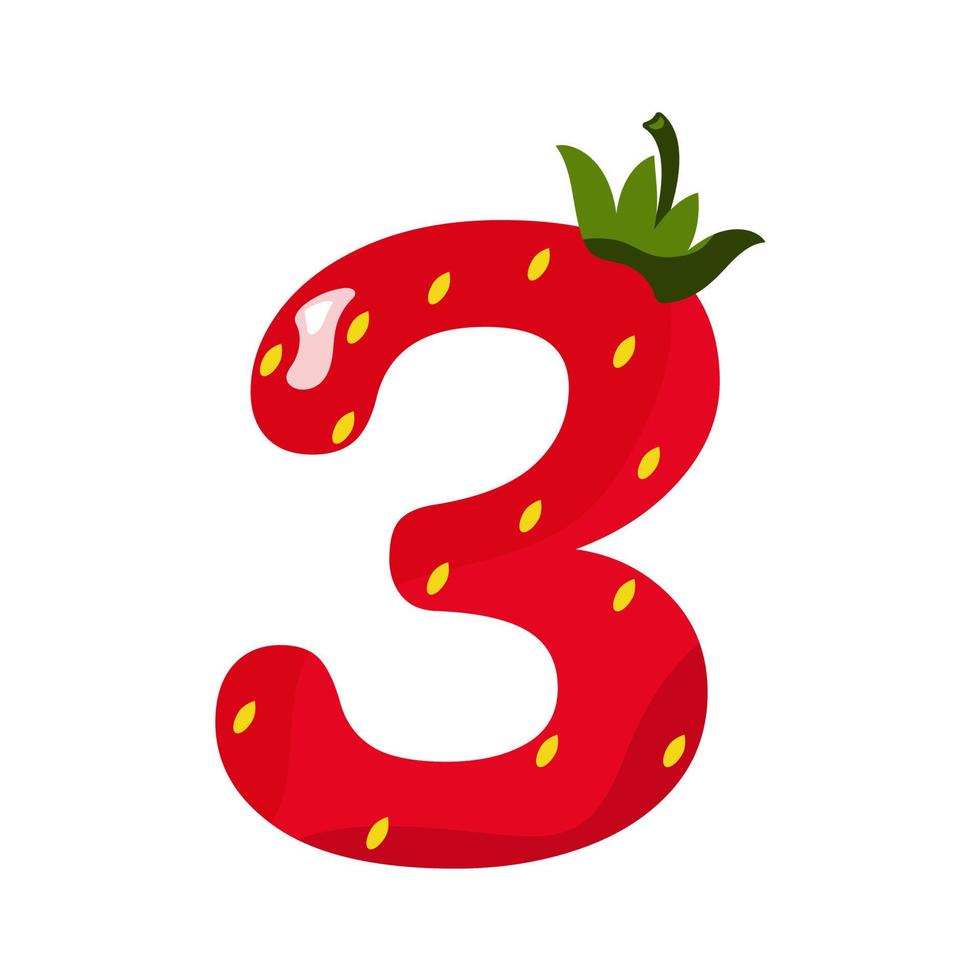 Strawberry number three. vector