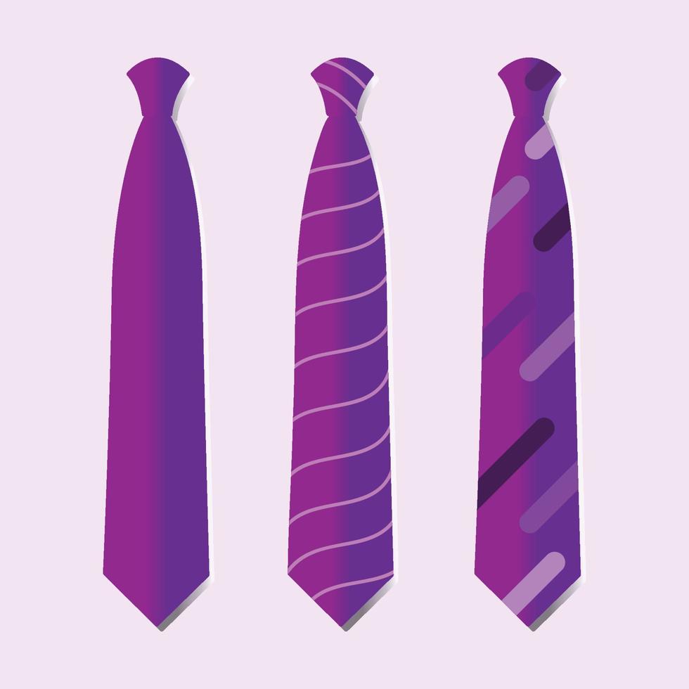 three purple ties vector with various motifs