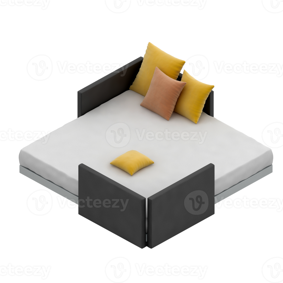 Isometric Bedroom 3D render png