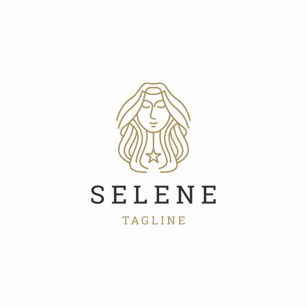 Selene the goddess of Greek mythology. Women beauty logo icon design