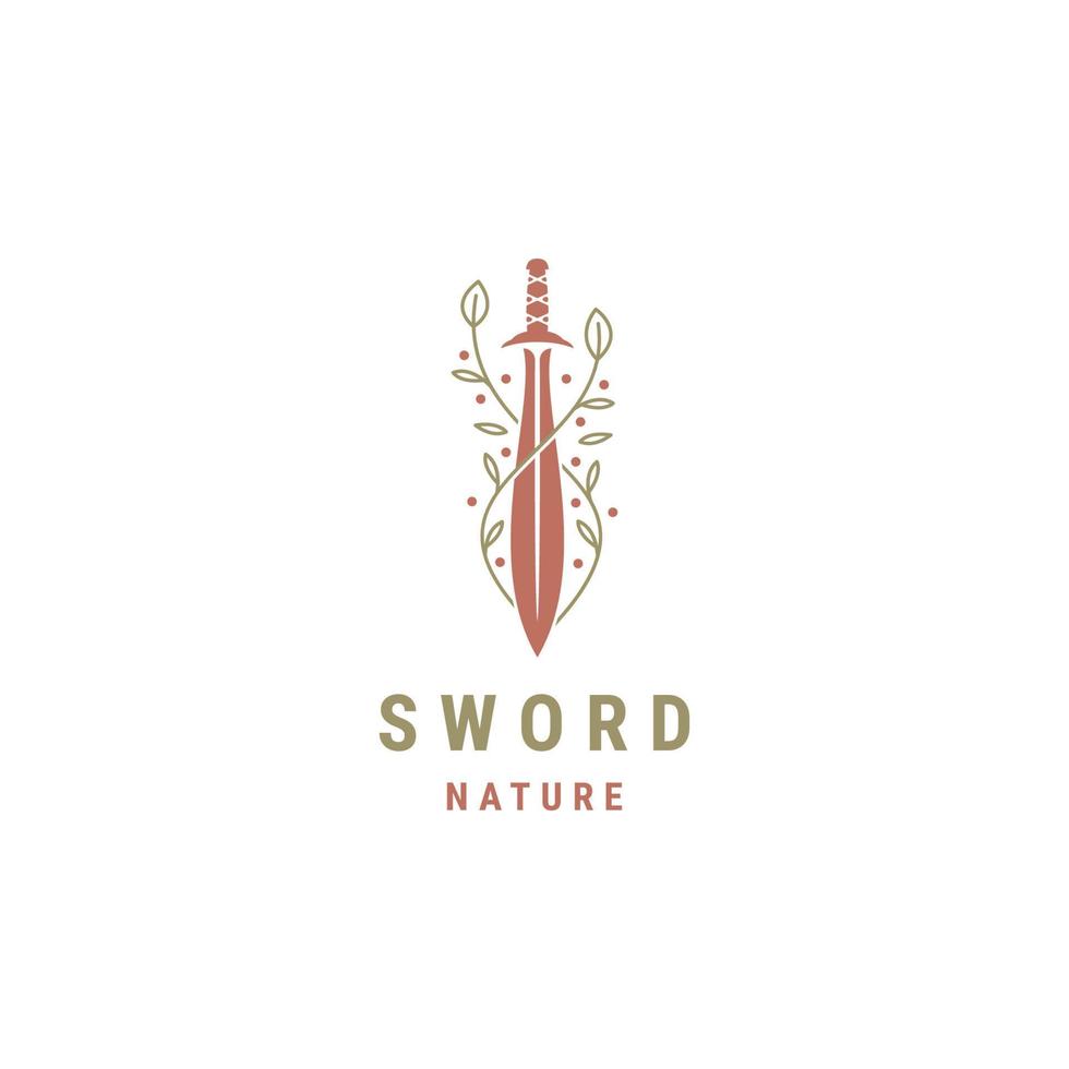 Sword flower logo design template flat vector