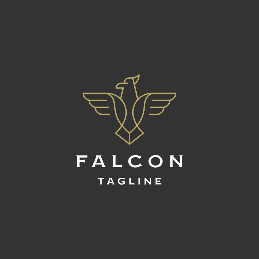 Luxury falcon line logo icon design template flat vector