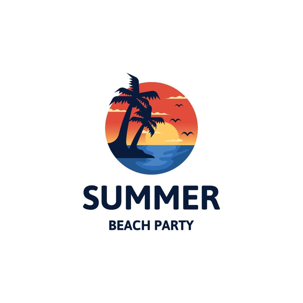 vector plano de plantilla de diseño de logotipo de fiesta de verano de playa