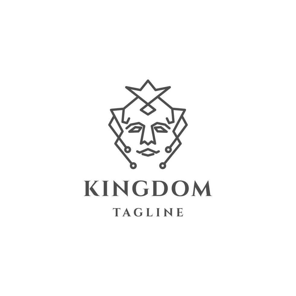 Zeus head kingdom with line art style logo design template flat vector