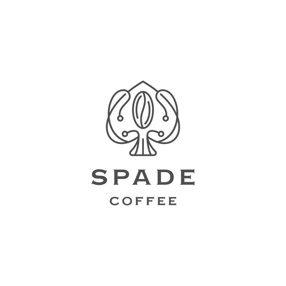 Spade of coffee bean with line art style logo design template flat vector