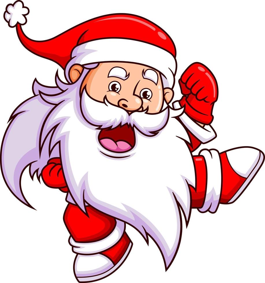 The excited santa is giving the spirit for the christmas night vector