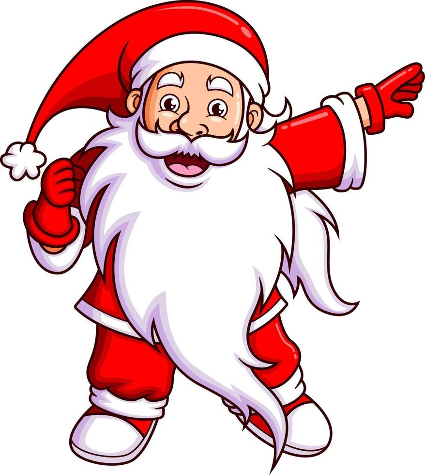 The old santa claus is gesturing the way with the hand vector