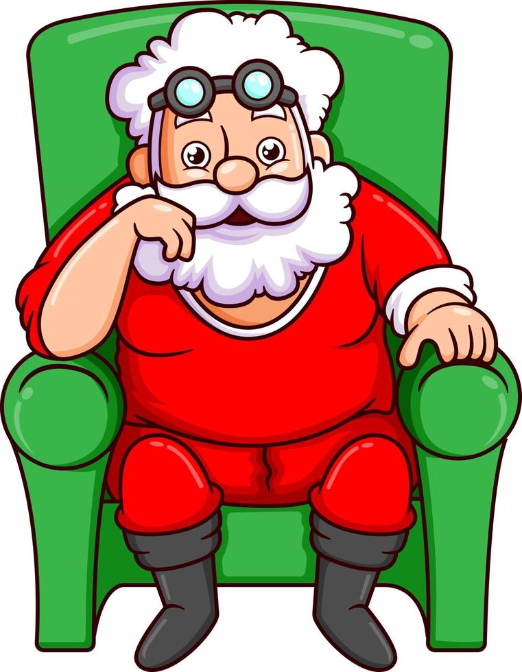 The santa claus is enjoying the day by sitting on the sofa and relaxing vector
