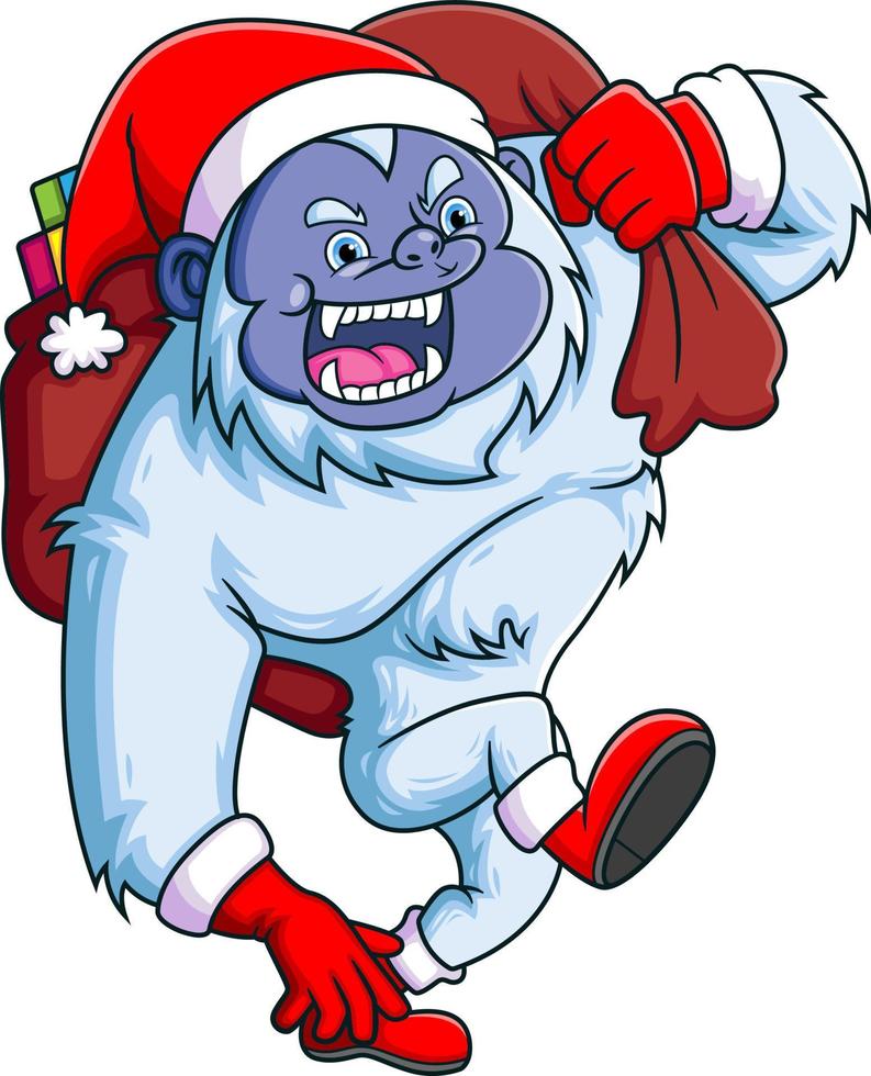 https://static.vecteezy.com/system/resources/previews/013/930/283/non_2x/the-big-yeti-is-running-so-fast-and-holding-the-big-sack-of-christmas-present-vector.jpg