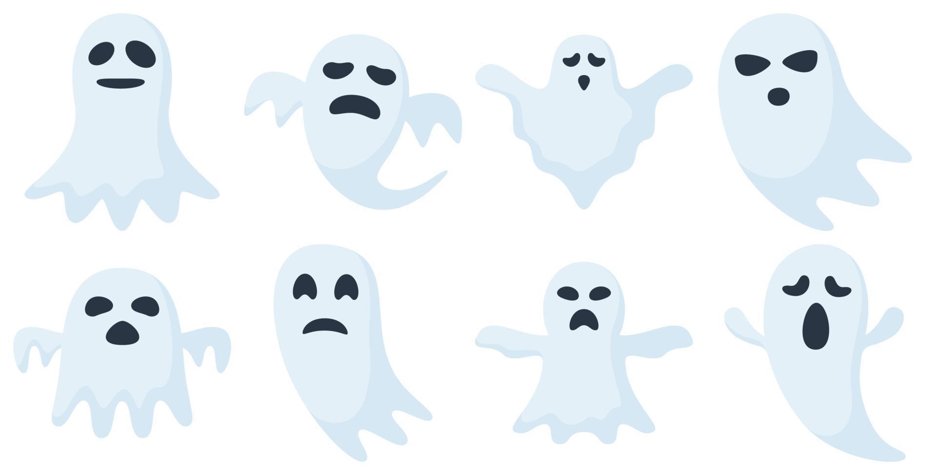 conjunto de fantasma aislado sobre fondo blanco vector