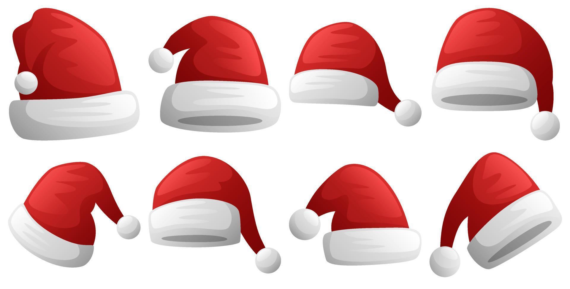 Set of Santa Claus hat isolated on white background vector