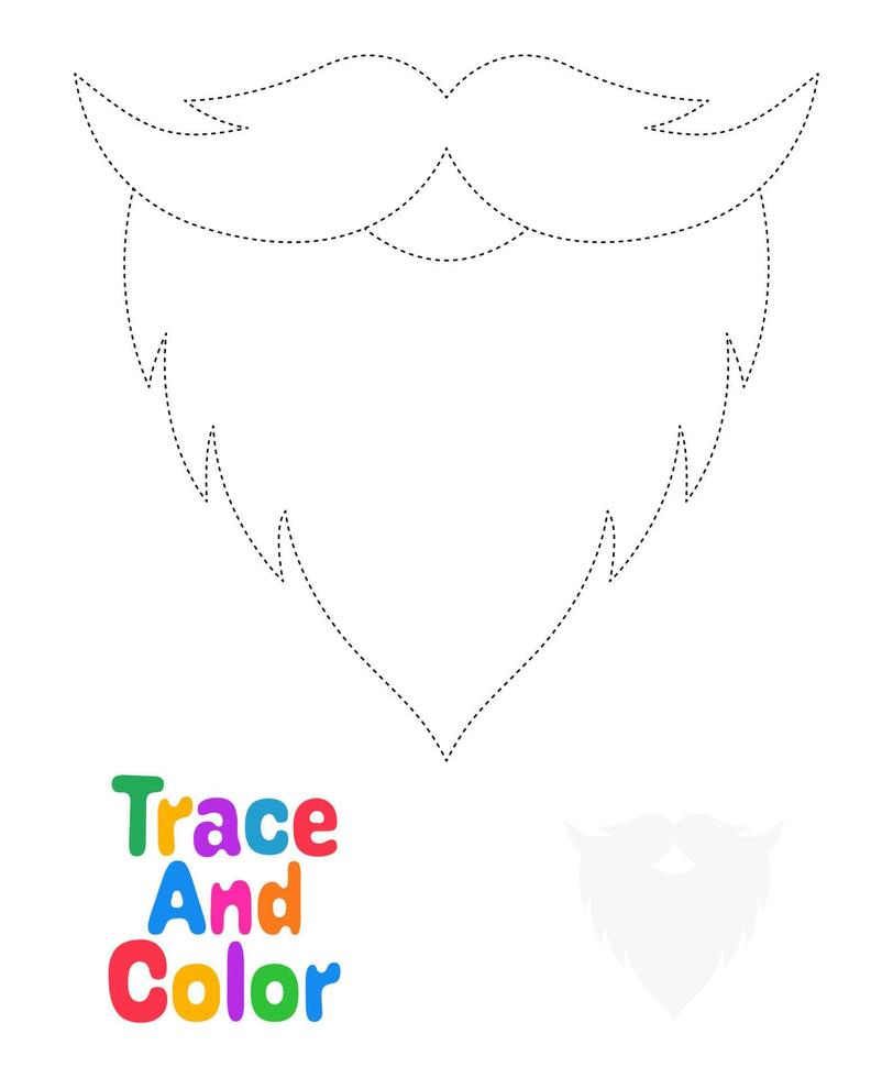 Beard tracing worksheet for kids vector