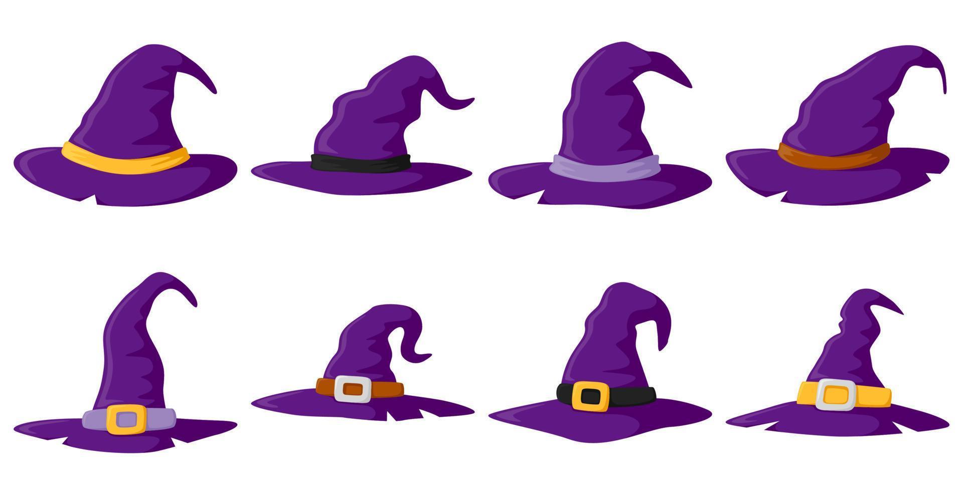 Set of Wizard Hat isolated on white background vector