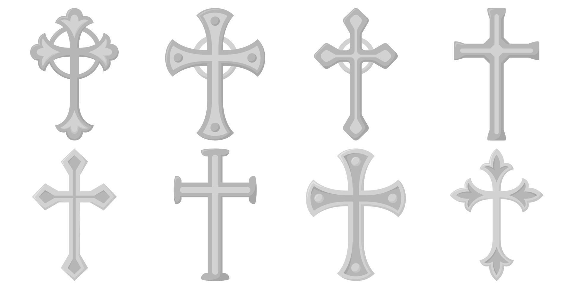 Set of Christian Cross isolated on white background vector