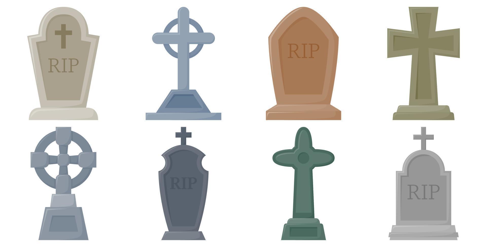 Set of Tombstone isolated on white background vector